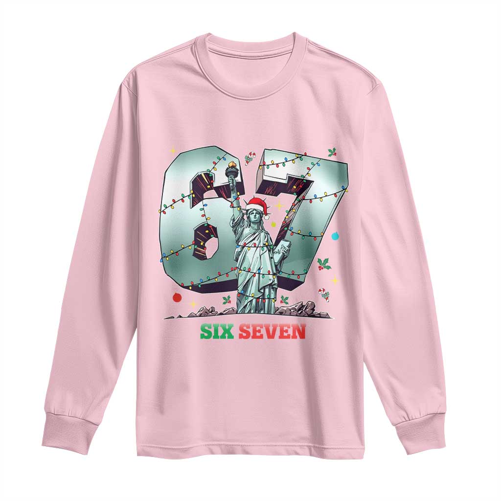 Statue Of Liberty Six Seven Meme Long Sleeve Shirt Trendy Gen Z Christmas Gift - Wonder Print Shop