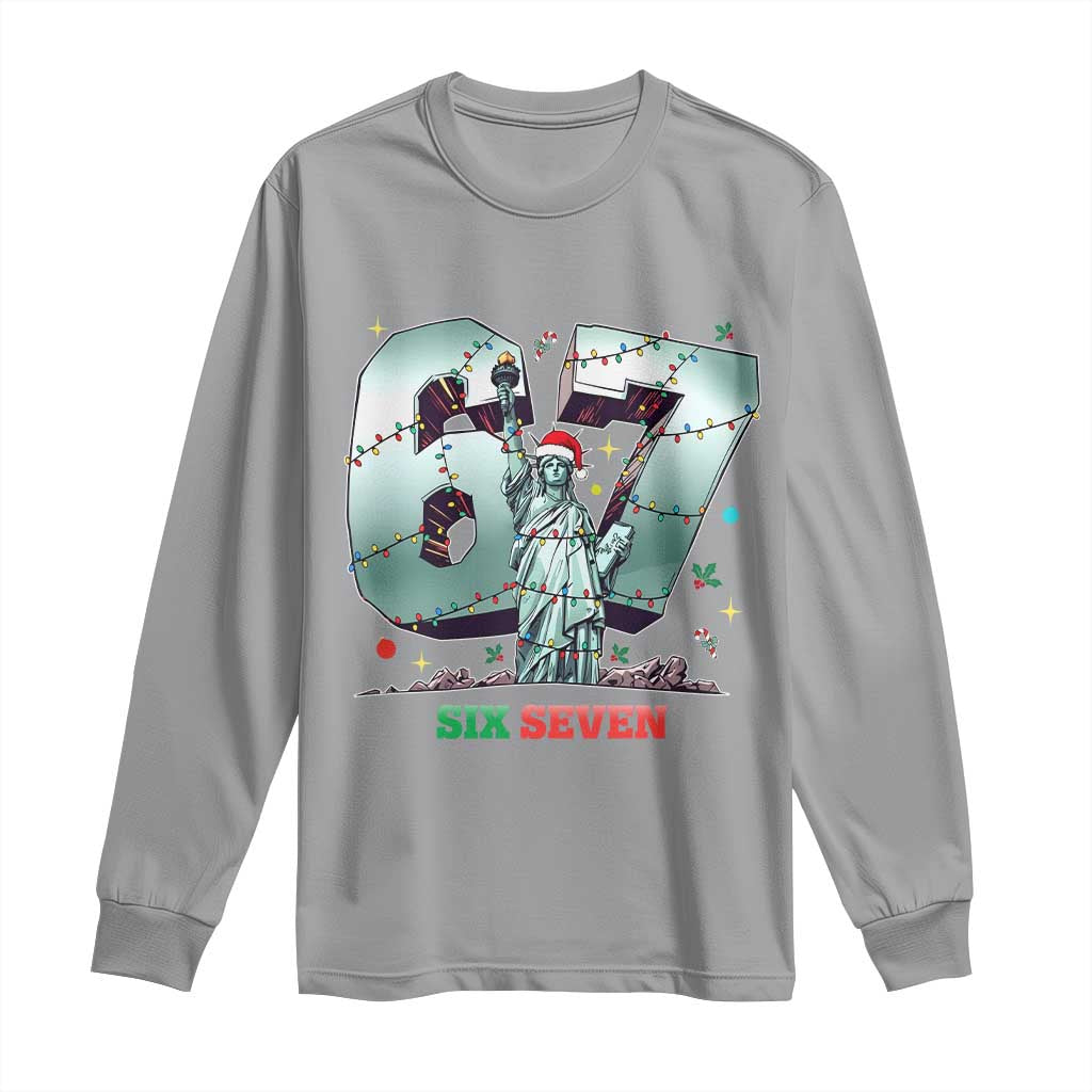 Statue Of Liberty Six Seven Meme Long Sleeve Shirt Trendy Gen Z Christmas Gift - Wonder Print Shop