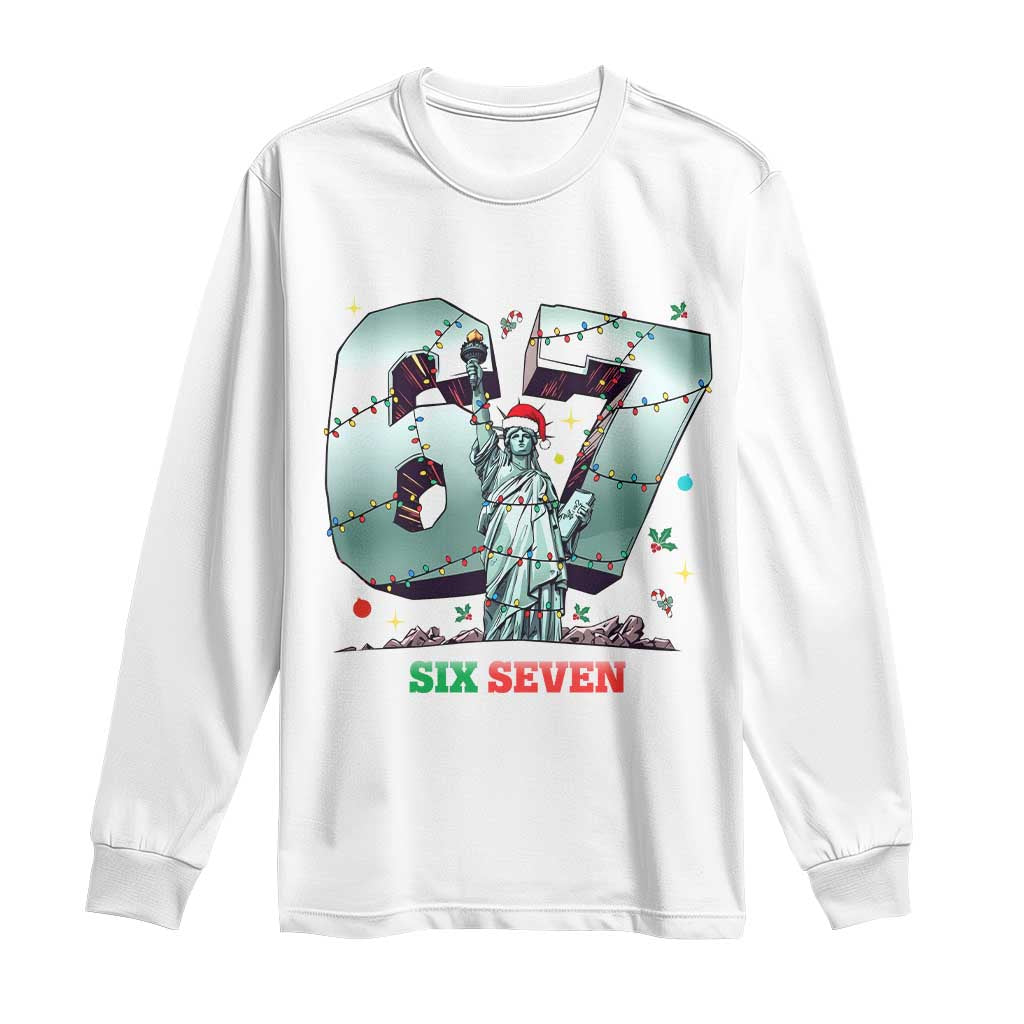 Statue Of Liberty Six Seven Meme Long Sleeve Shirt Trendy Gen Z Christmas Gift - Wonder Print Shop