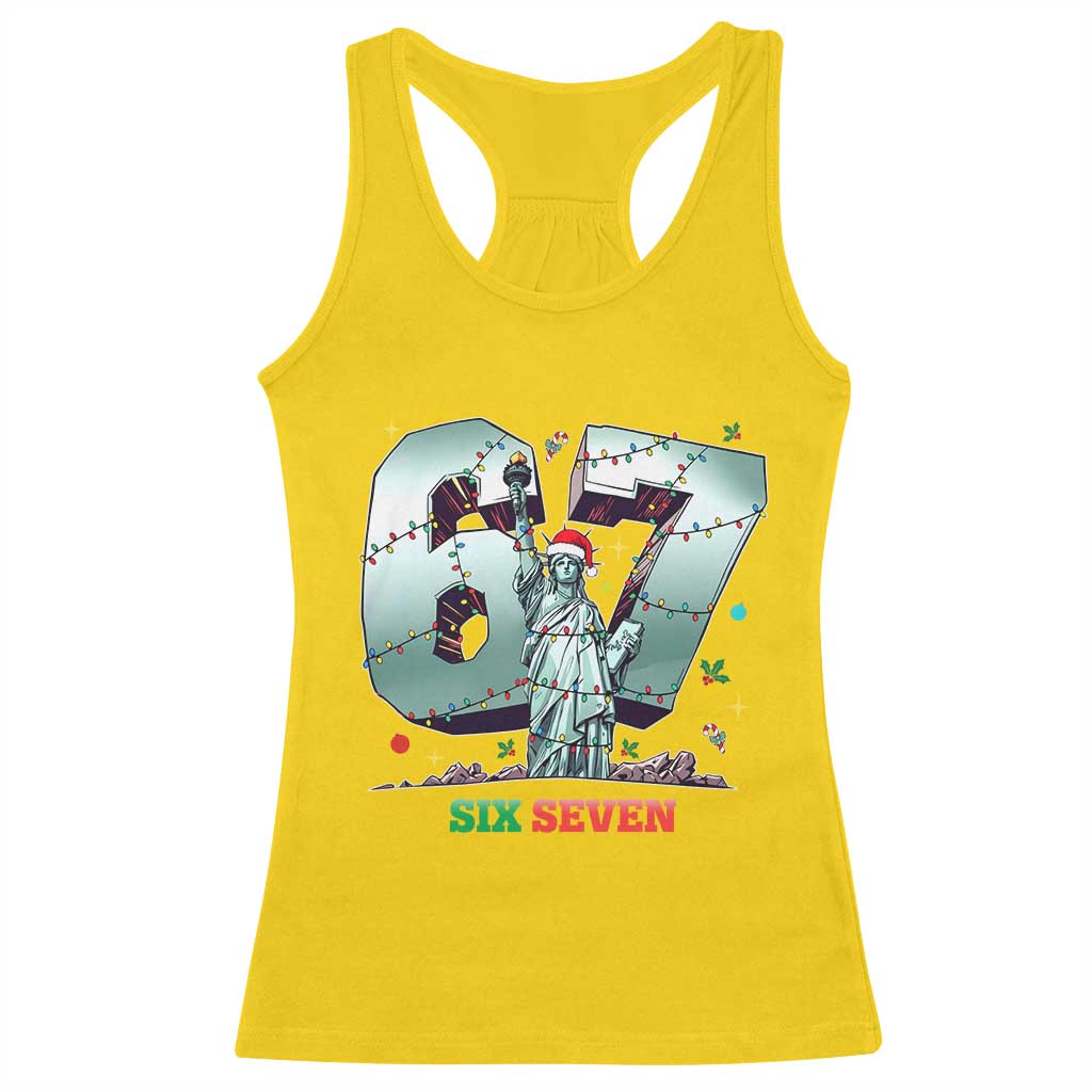 Statue Of Liberty Six Seven Meme Racerback Tank Top Trendy Gen Z Christmas Gift - Wonder Print Shop