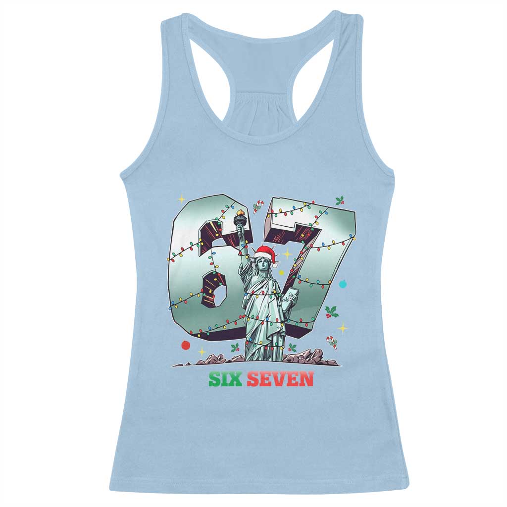 Statue Of Liberty Six Seven Meme Racerback Tank Top Trendy Gen Z Christmas Gift - Wonder Print Shop