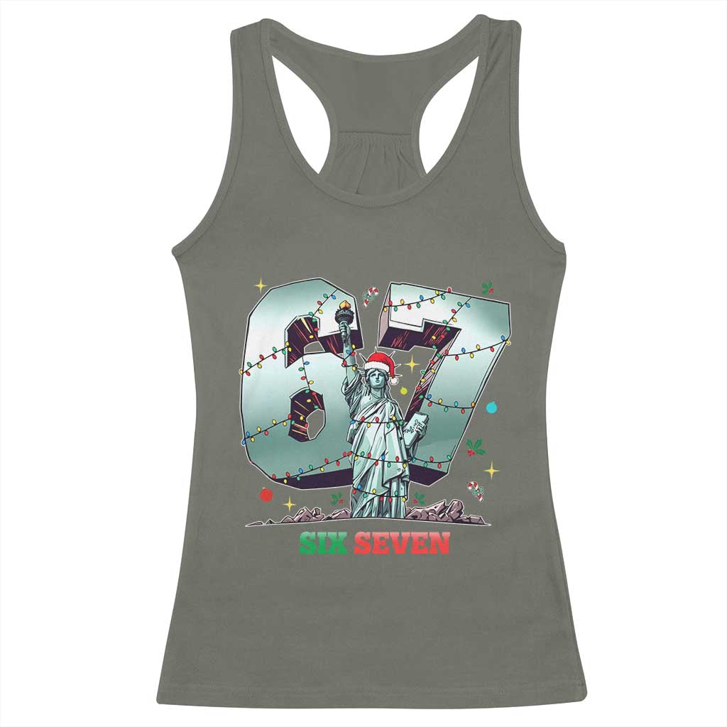 Statue Of Liberty Six Seven Meme Racerback Tank Top Trendy Gen Z Christmas Gift - Wonder Print Shop