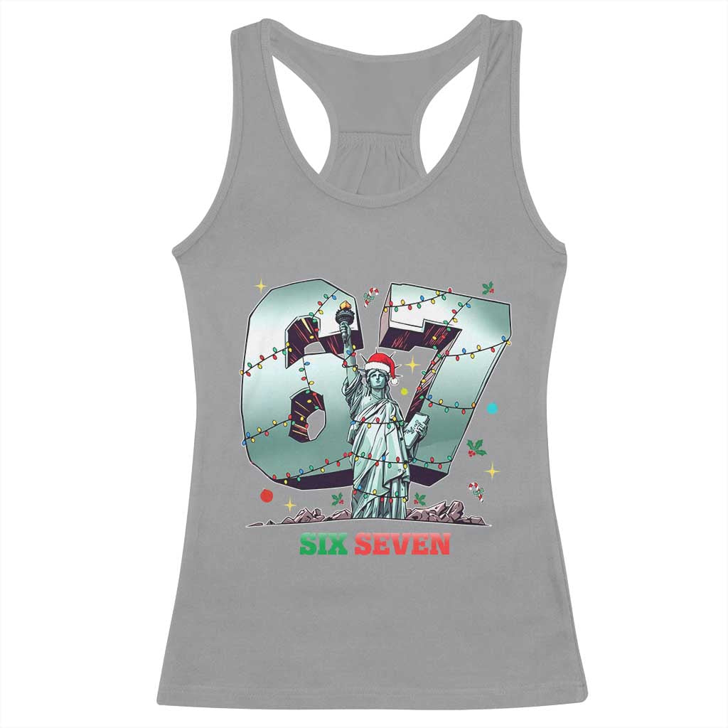 Statue Of Liberty Six Seven Meme Racerback Tank Top Trendy Gen Z Christmas Gift - Wonder Print Shop