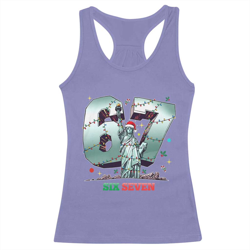 Statue Of Liberty Six Seven Meme Racerback Tank Top Trendy Gen Z Christmas Gift - Wonder Print Shop