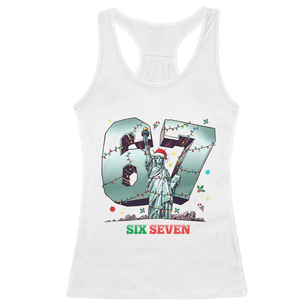 Statue Of Liberty Six Seven Meme Racerback Tank Top Trendy Gen Z Christmas Gift - Wonder Print Shop