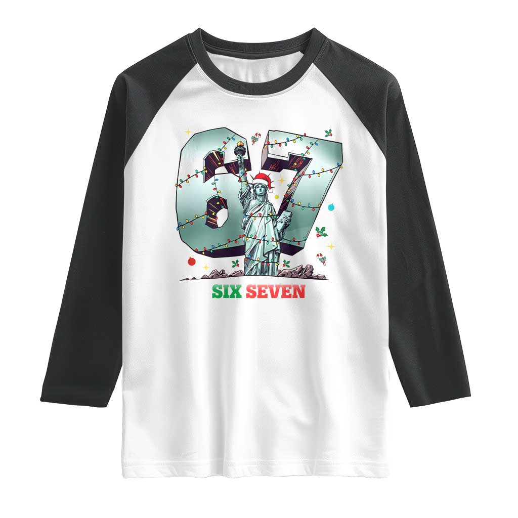 Statue Of Liberty Six Seven Meme Raglan Shirt Trendy Gen Z Christmas Gift - Wonder Print Shop
