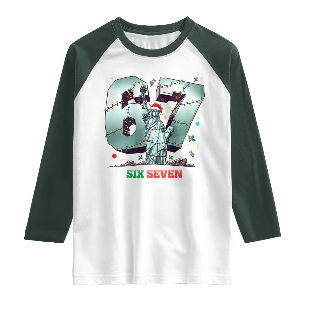 Statue Of Liberty Six Seven Meme Raglan Shirt Trendy Gen Z Christmas Gift - Wonder Print Shop