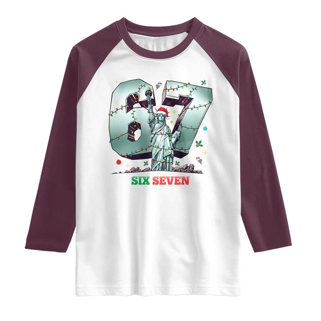 Statue Of Liberty Six Seven Meme Raglan Shirt Trendy Gen Z Christmas Gift - Wonder Print Shop