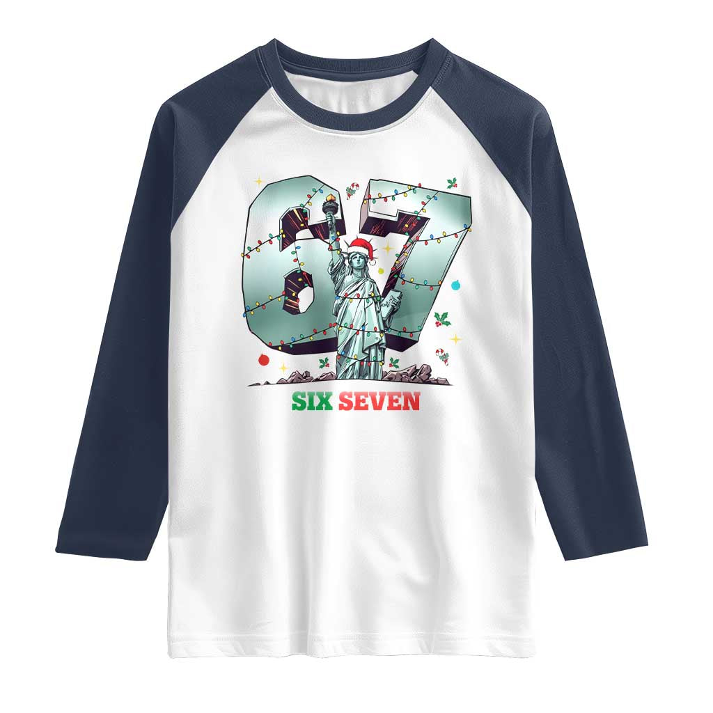 Statue Of Liberty Six Seven Meme Raglan Shirt Trendy Gen Z Christmas Gift - Wonder Print Shop