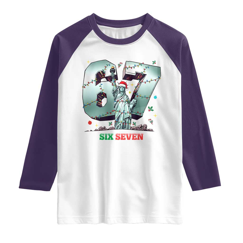 Statue Of Liberty Six Seven Meme Raglan Shirt Trendy Gen Z Christmas Gift - Wonder Print Shop