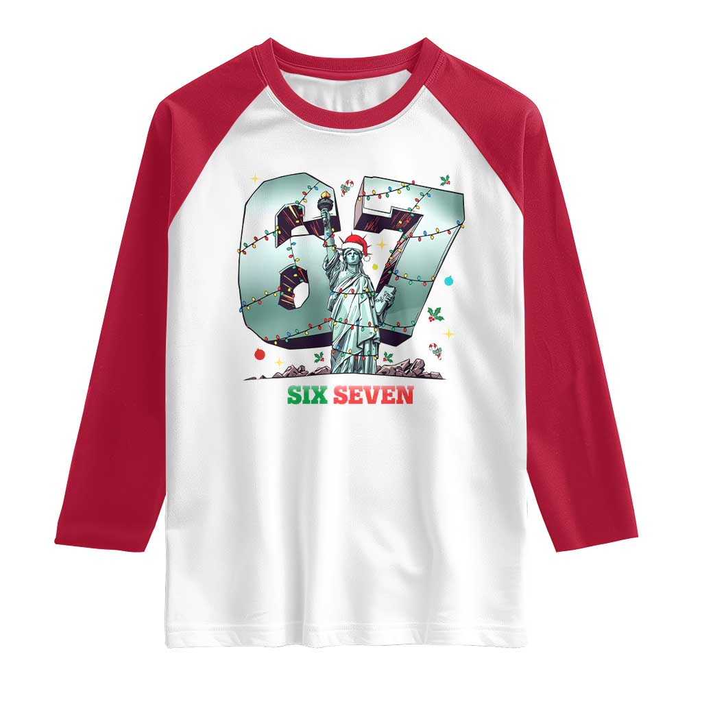 Statue Of Liberty Six Seven Meme Raglan Shirt Trendy Gen Z Christmas Gift - Wonder Print Shop
