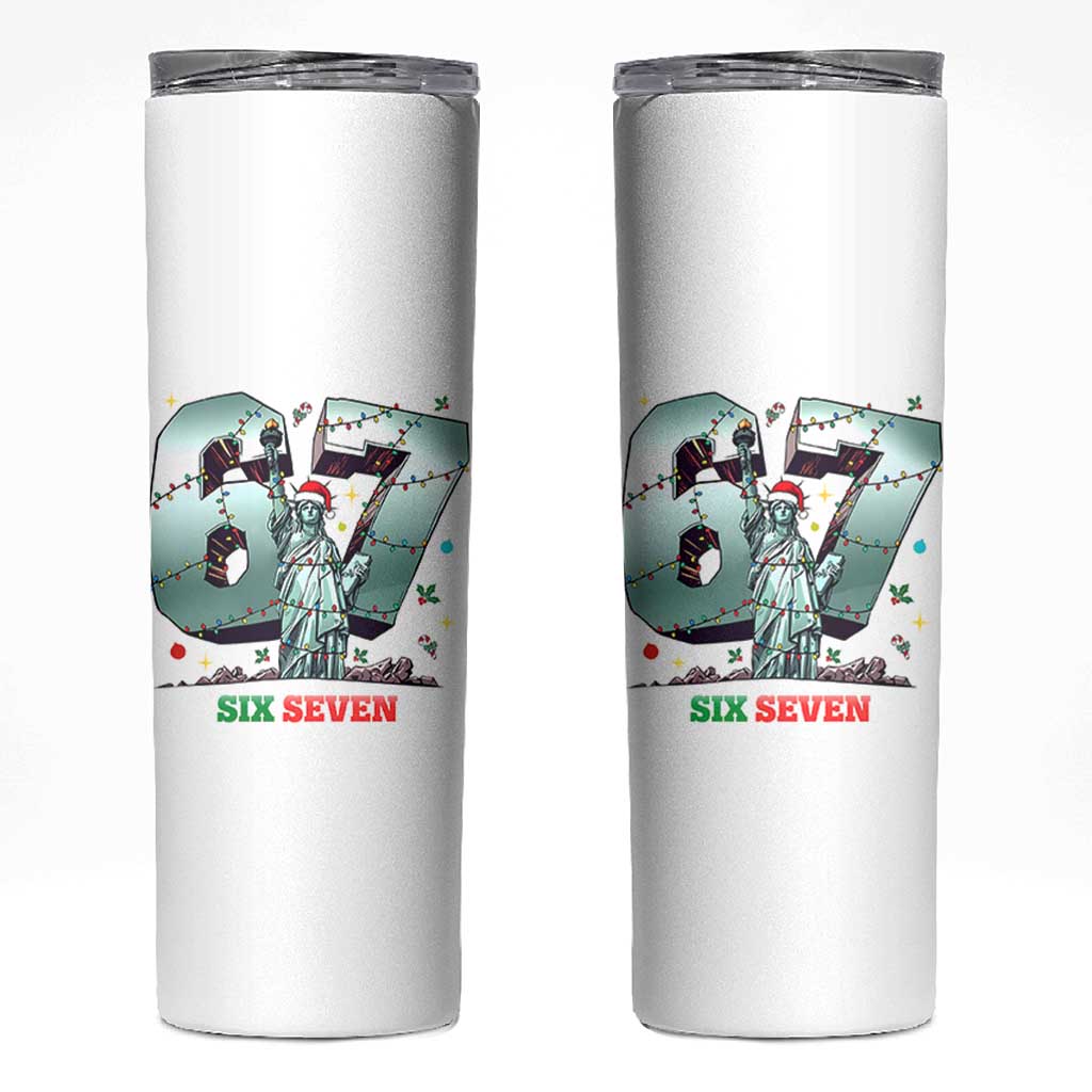 Statue Of Liberty Six Seven Meme Skinny Tumbler Trendy Gen Z Christmas Gift - Wonder Print Shop