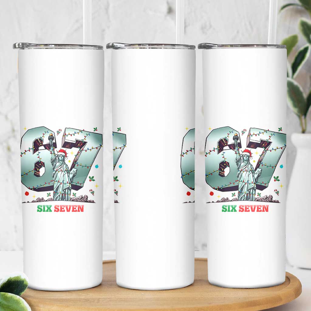 Statue Of Liberty Six Seven Meme Skinny Tumbler Trendy Gen Z Christmas Gift - Wonder Print Shop