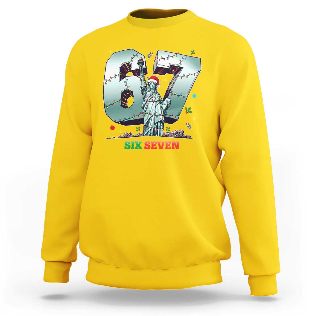 Statue Of Liberty Six Seven Meme Sweatshirt Trendy Gen Z Christmas Gift - Wonder Print Shop