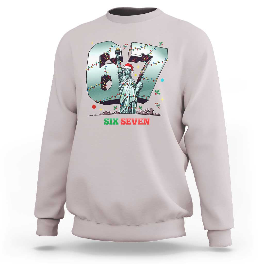 Statue Of Liberty Six Seven Meme Sweatshirt Trendy Gen Z Christmas Gift - Wonder Print Shop