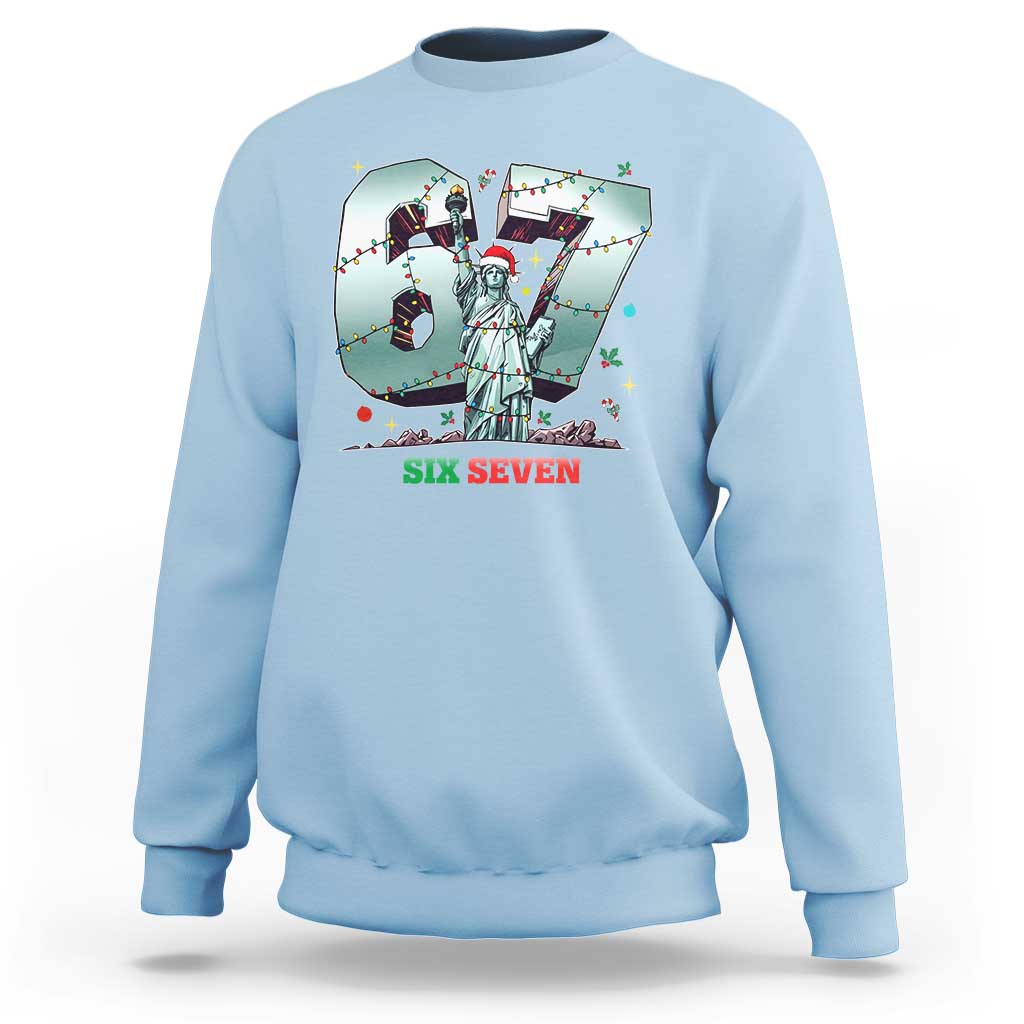 Statue Of Liberty Six Seven Meme Sweatshirt Trendy Gen Z Christmas Gift - Wonder Print Shop