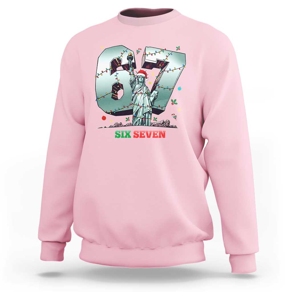 Statue Of Liberty Six Seven Meme Sweatshirt Trendy Gen Z Christmas Gift - Wonder Print Shop