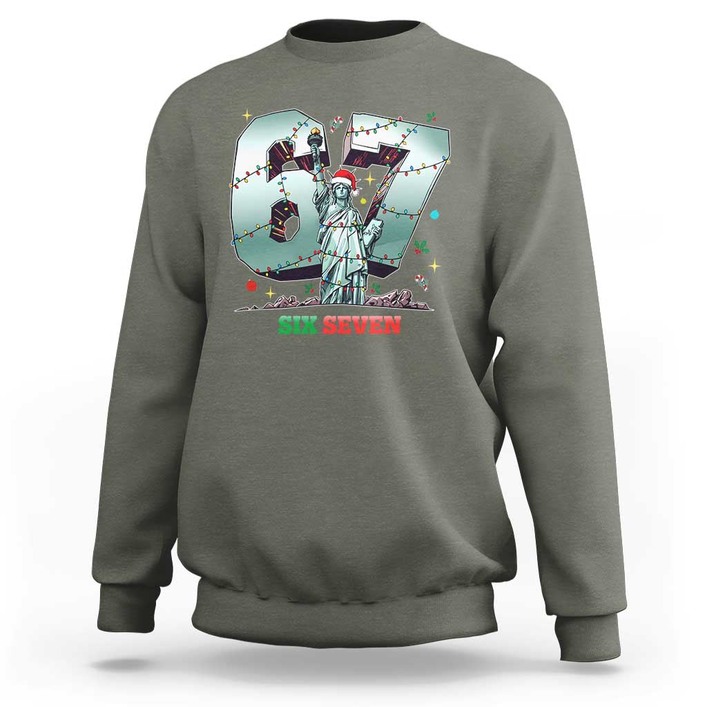 Statue Of Liberty Six Seven Meme Sweatshirt Trendy Gen Z Christmas Gift - Wonder Print Shop