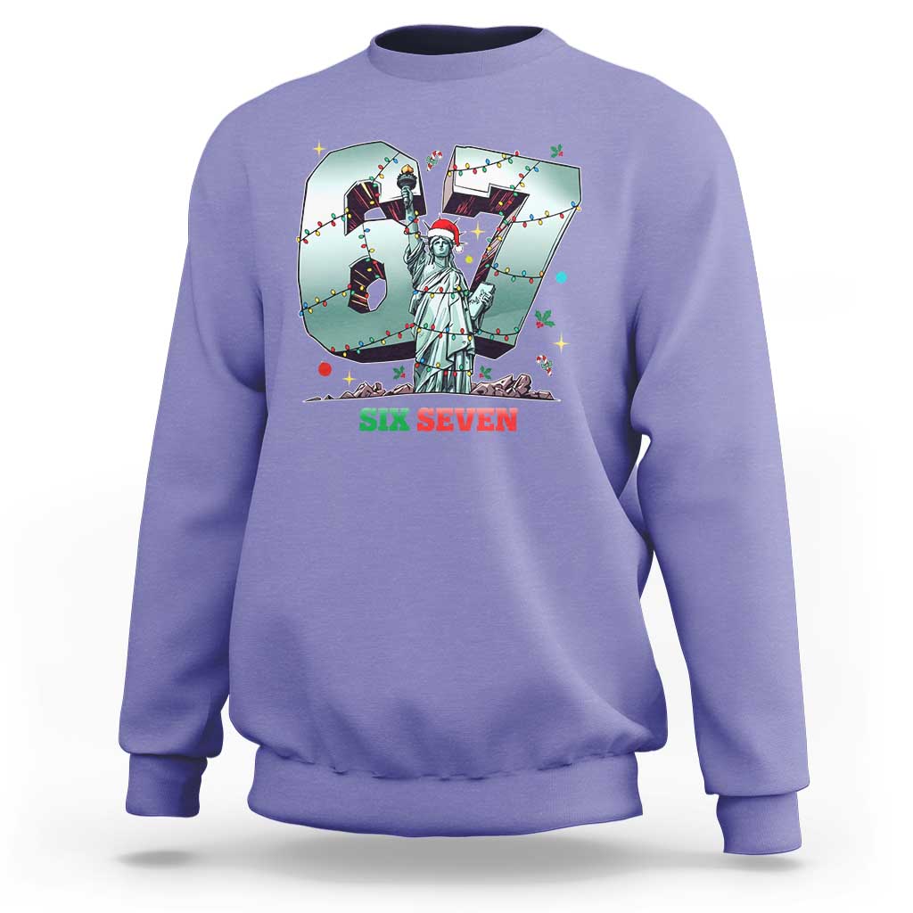 Statue Of Liberty Six Seven Meme Sweatshirt Trendy Gen Z Christmas Gift - Wonder Print Shop