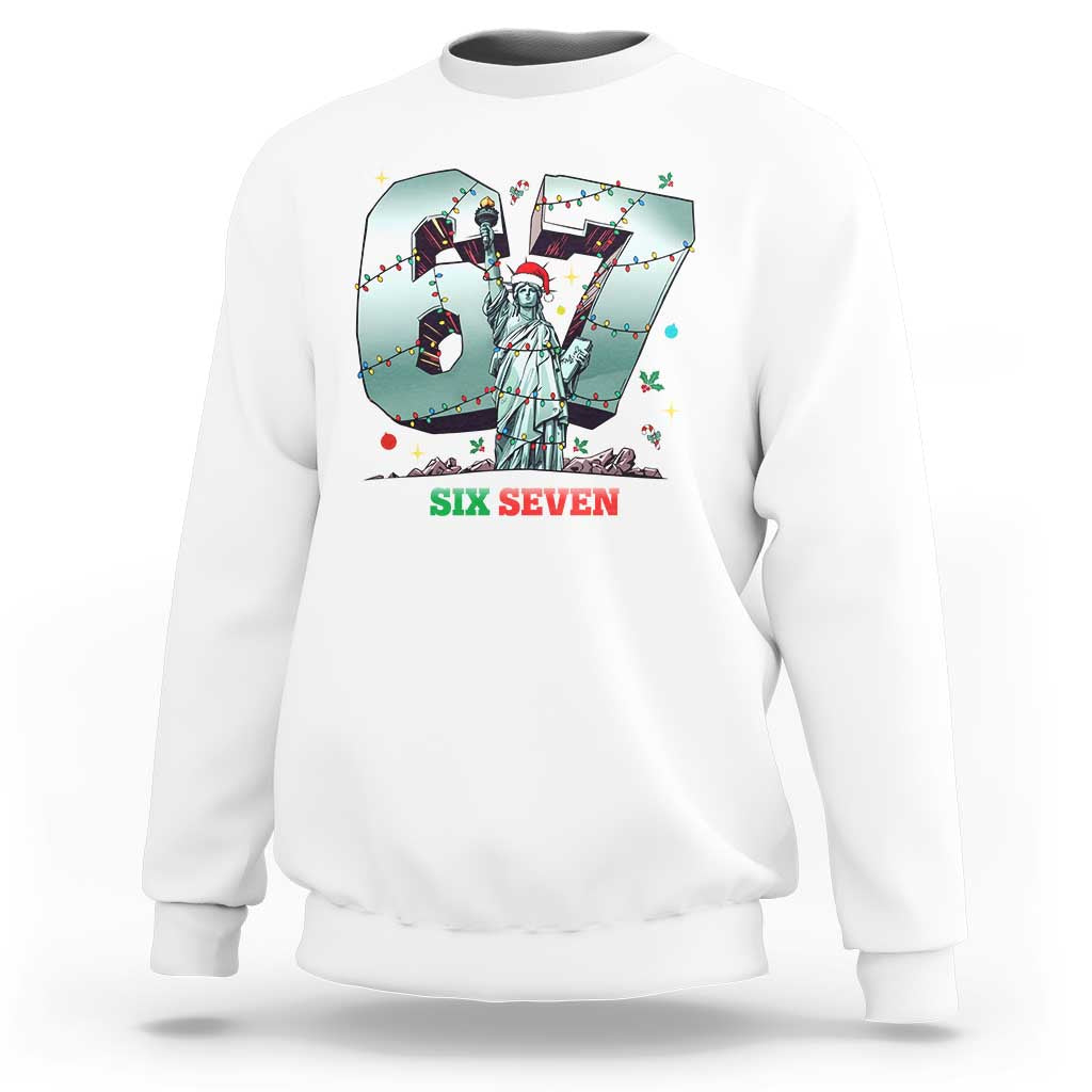Statue Of Liberty Six Seven Meme Sweatshirt Trendy Gen Z Christmas Gift - Wonder Print Shop