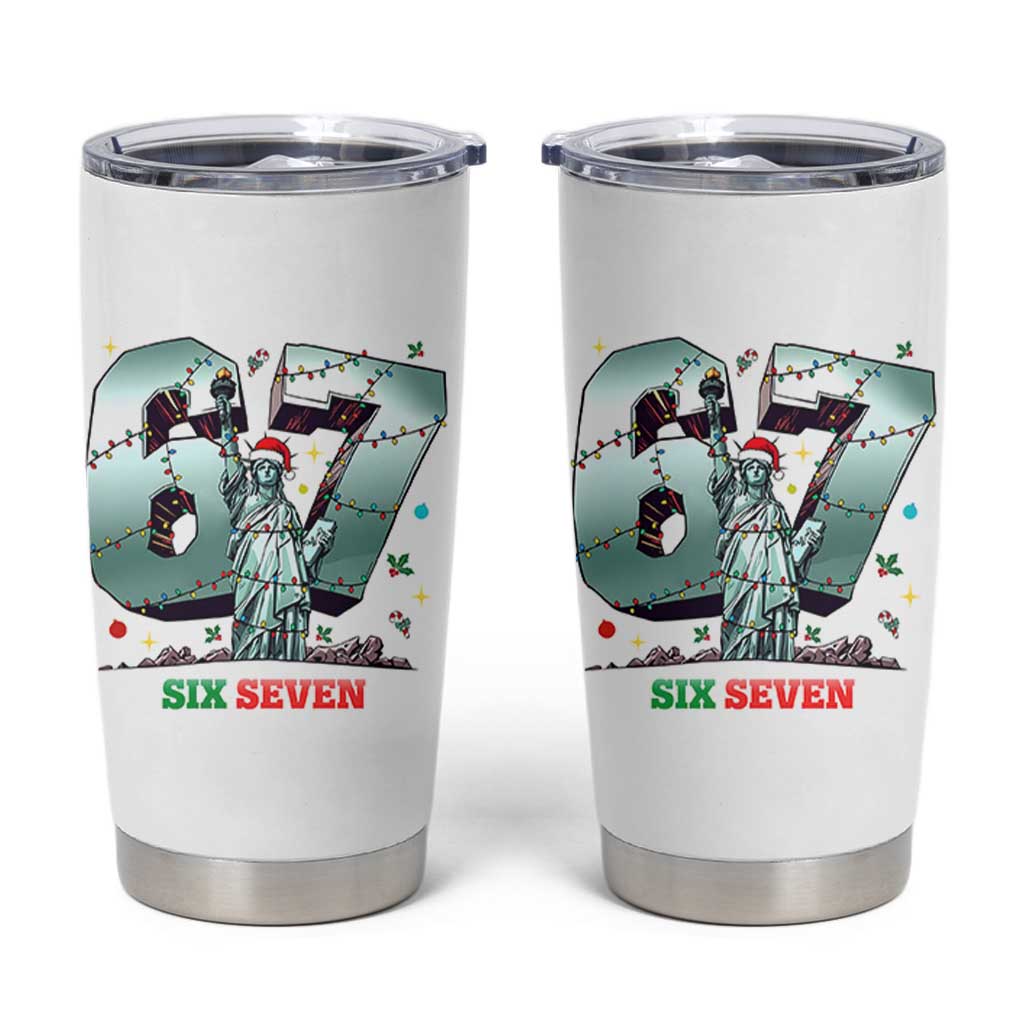 Statue Of Liberty Six Seven Meme Tumbler Cup Trendy Gen Z Christmas Gift - Wonder Print Shop