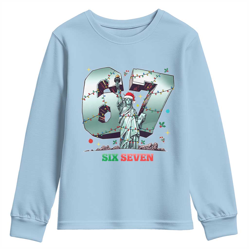 Statue Of Liberty Six Seven Meme Youth Sweatshirt Trendy Gen Z Christmas Gift - Wonder Print Shop