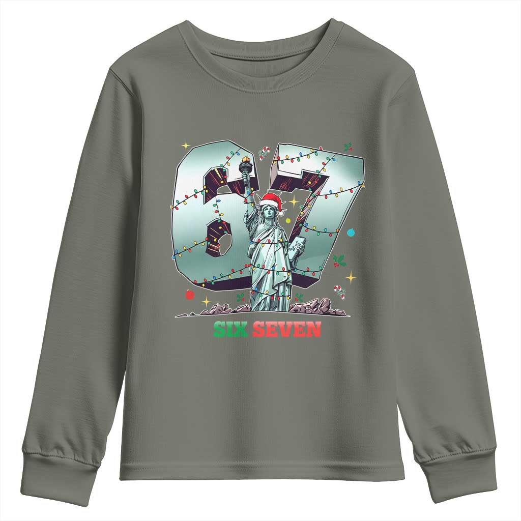 Statue Of Liberty Six Seven Meme Youth Sweatshirt Trendy Gen Z Christmas Gift - Wonder Print Shop