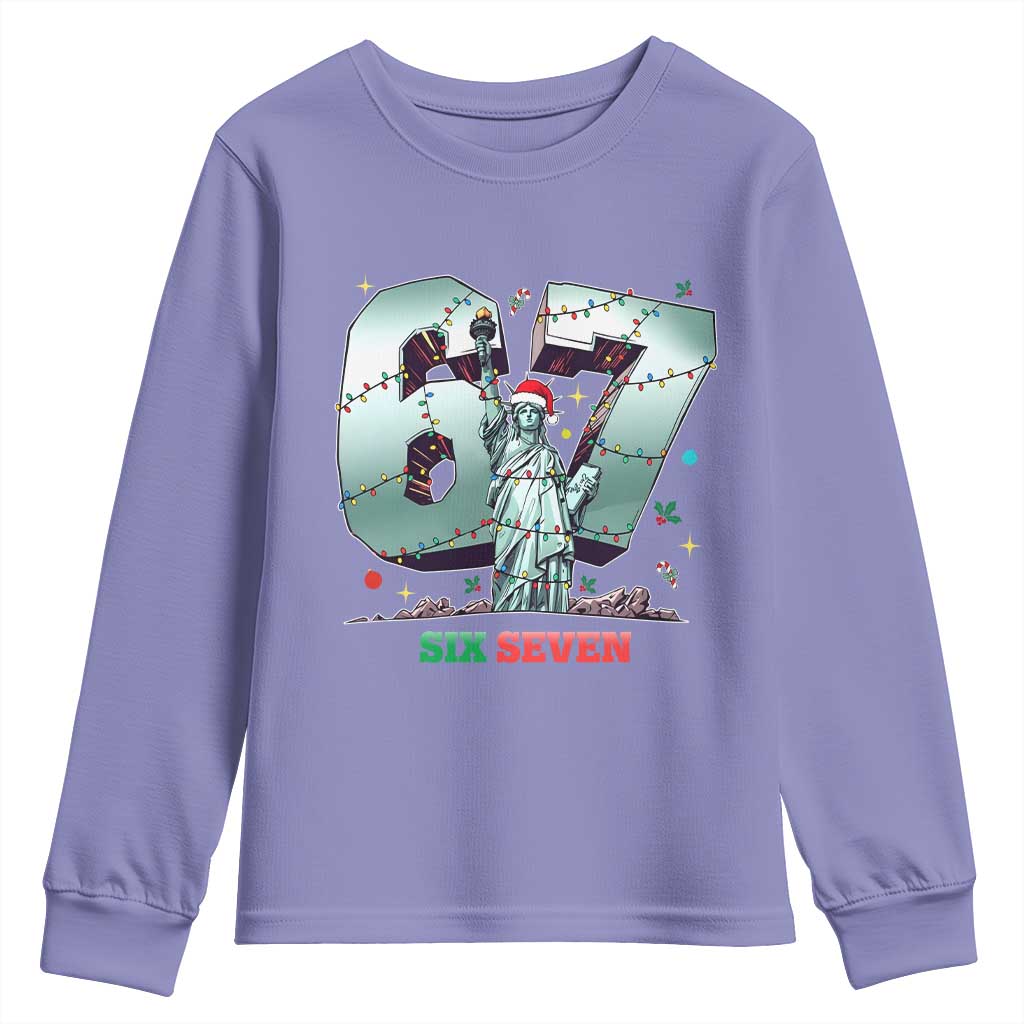 Statue Of Liberty Six Seven Meme Youth Sweatshirt Trendy Gen Z Christmas Gift - Wonder Print Shop