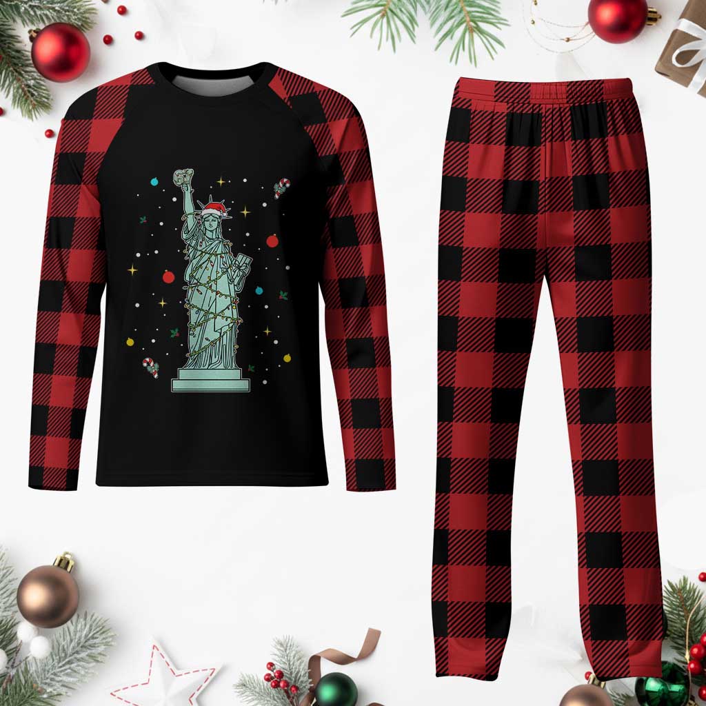 Statue Of Liberty Six Seven Meme Plaid Pajama Set Gen Alpha 67 Trend Christmas Gift - Wonder Print Shop