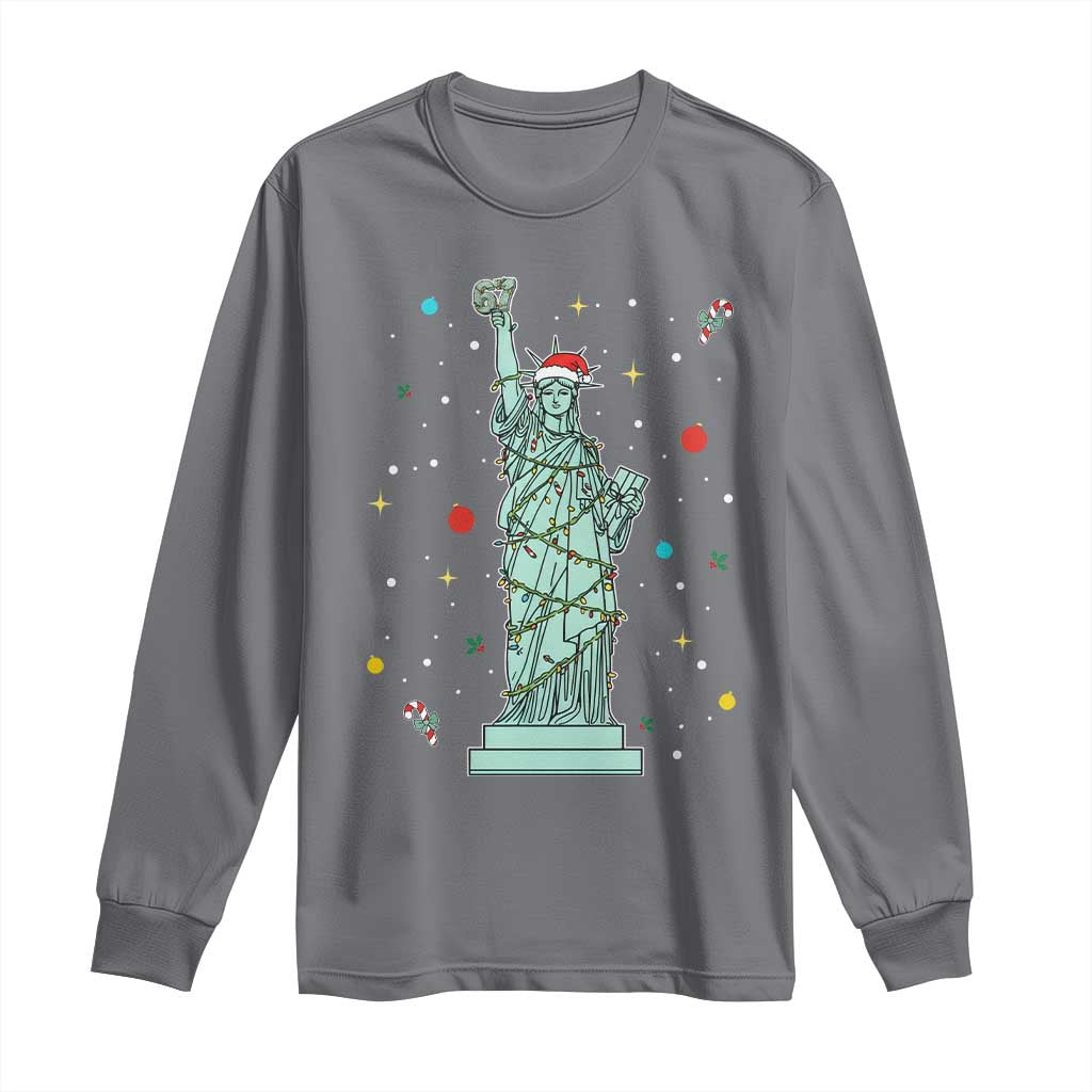 Statue Of Liberty Six Seven Meme Long Sleeve Shirt Gen Alpha 67 Trend Christmas Gift - Wonder Print Shop