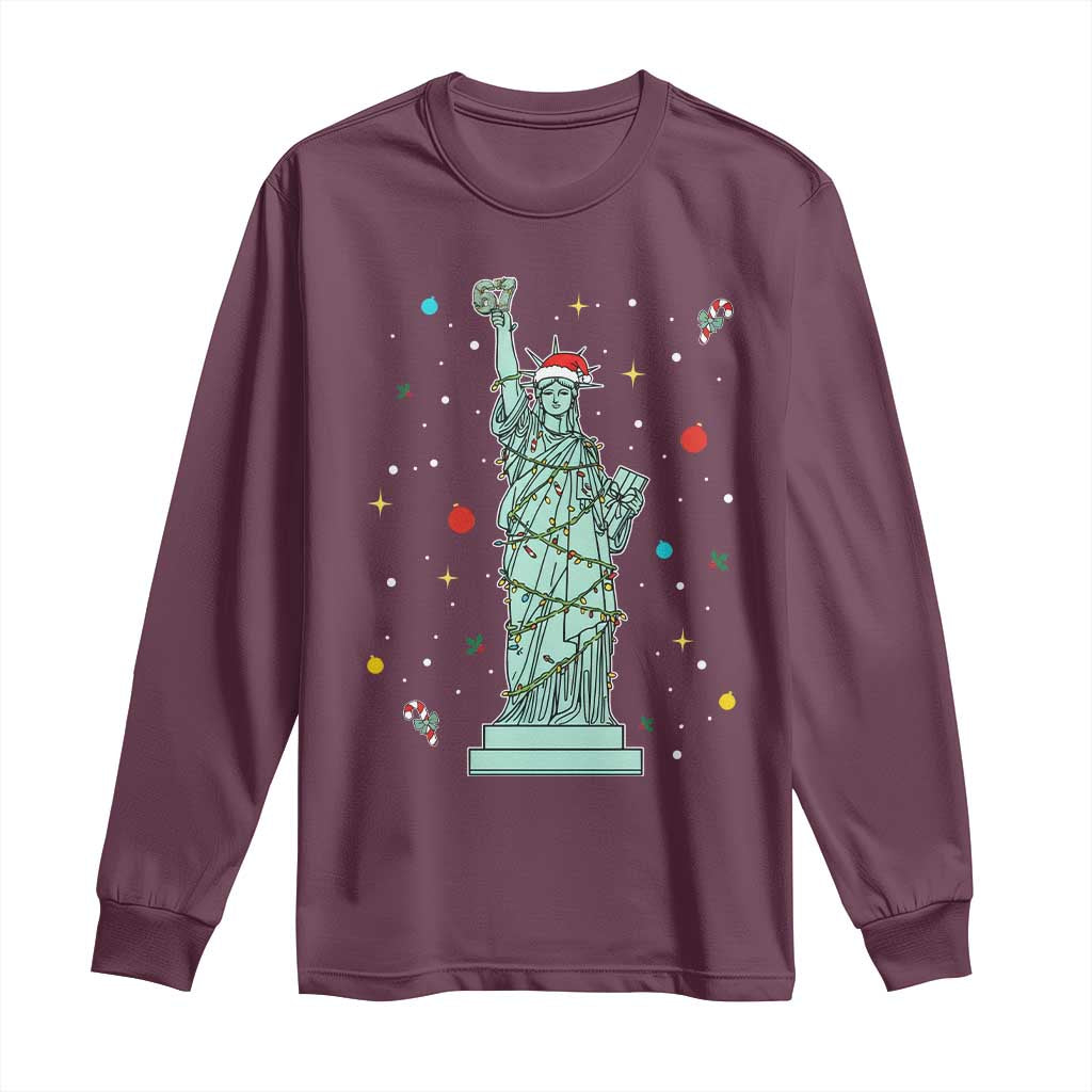 Statue Of Liberty Six Seven Meme Long Sleeve Shirt Gen Alpha 67 Trend Christmas Gift - Wonder Print Shop