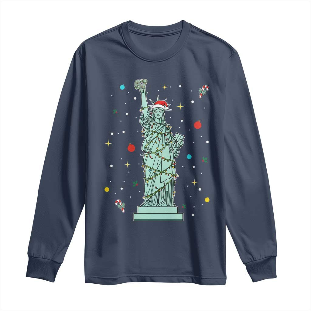 Statue Of Liberty Six Seven Meme Long Sleeve Shirt Gen Alpha 67 Trend Christmas Gift - Wonder Print Shop