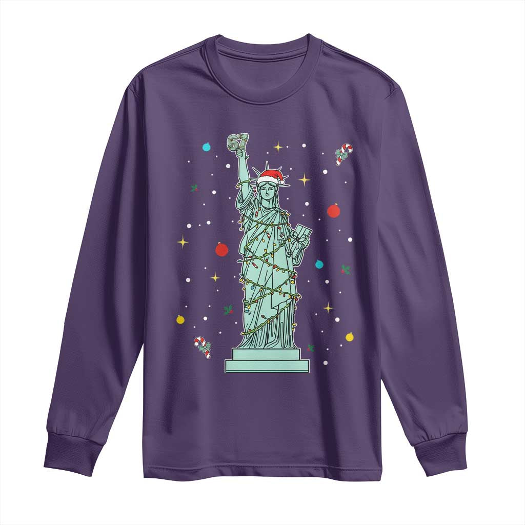 Statue Of Liberty Six Seven Meme Long Sleeve Shirt Gen Alpha 67 Trend Christmas Gift - Wonder Print Shop