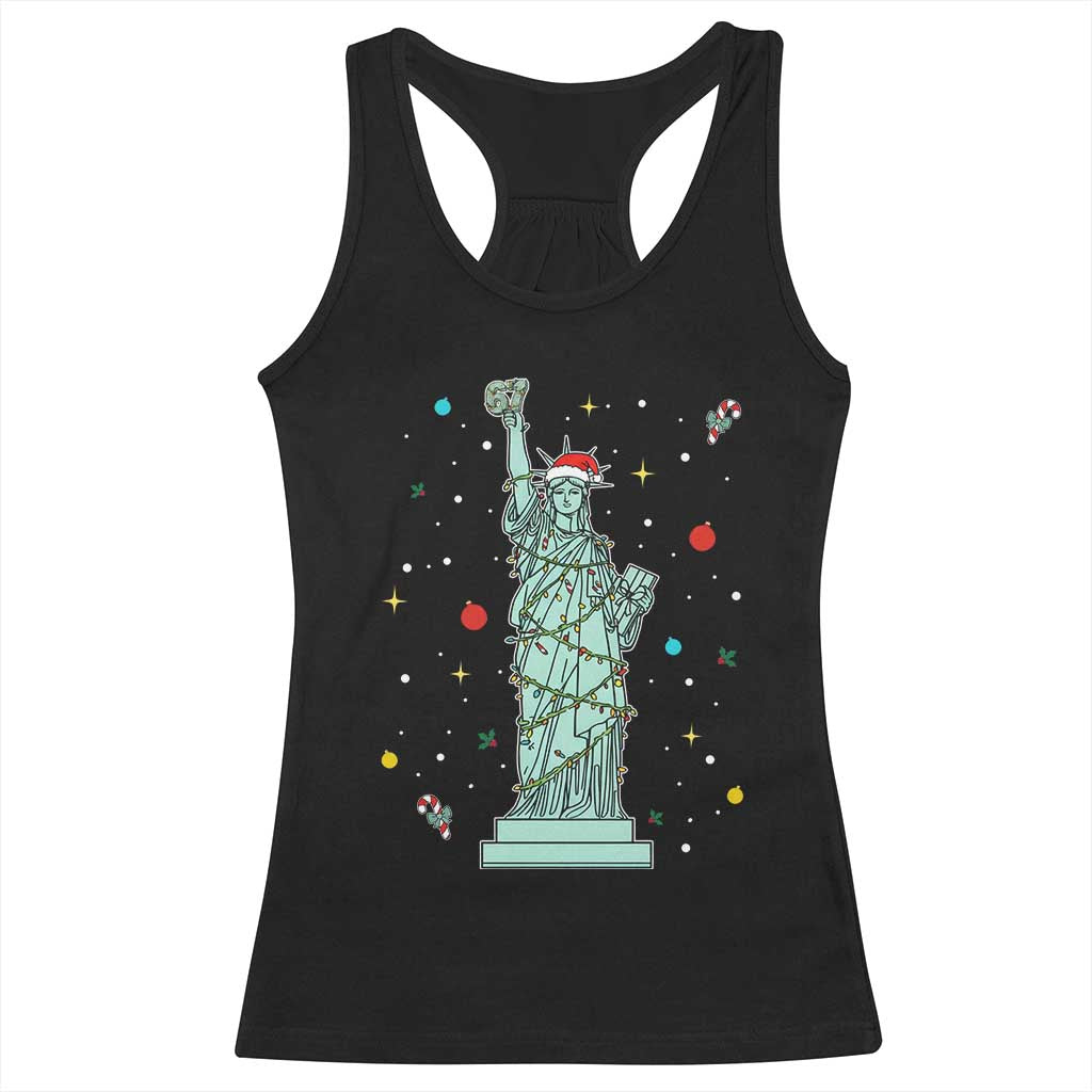 Statue Of Liberty Six Seven Meme Racerback Tank Top Gen Alpha 67 Trend Christmas Gift - Wonder Print Shop