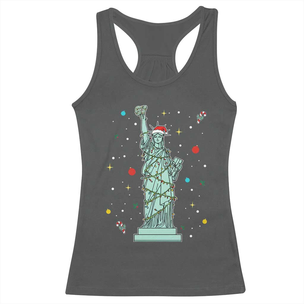 Statue Of Liberty Six Seven Meme Racerback Tank Top Gen Alpha 67 Trend Christmas Gift - Wonder Print Shop