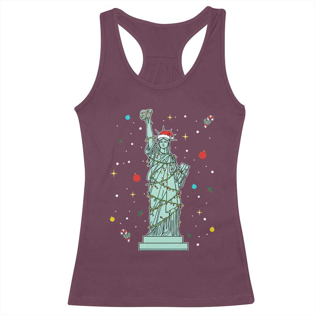 Statue Of Liberty Six Seven Meme Racerback Tank Top Gen Alpha 67 Trend Christmas Gift - Wonder Print Shop