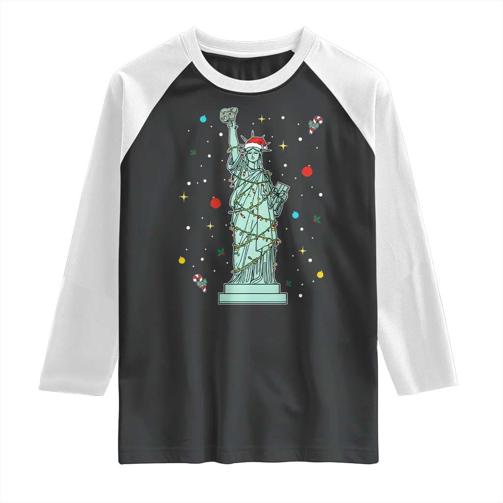 Statue Of Liberty Six Seven Meme Raglan Shirt Gen Alpha 67 Trend Christmas Gift - Wonder Print Shop