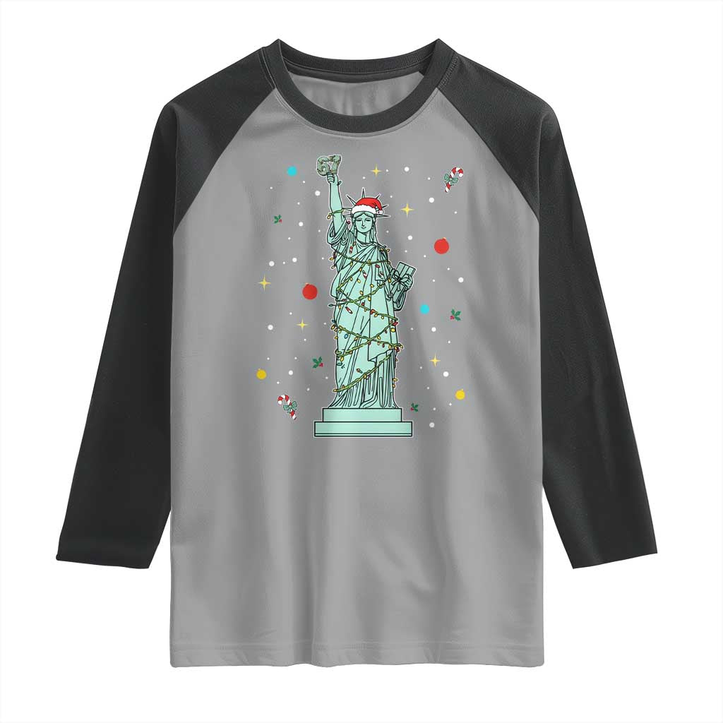 Statue Of Liberty Six Seven Meme Raglan Shirt Gen Alpha 67 Trend Christmas Gift - Wonder Print Shop