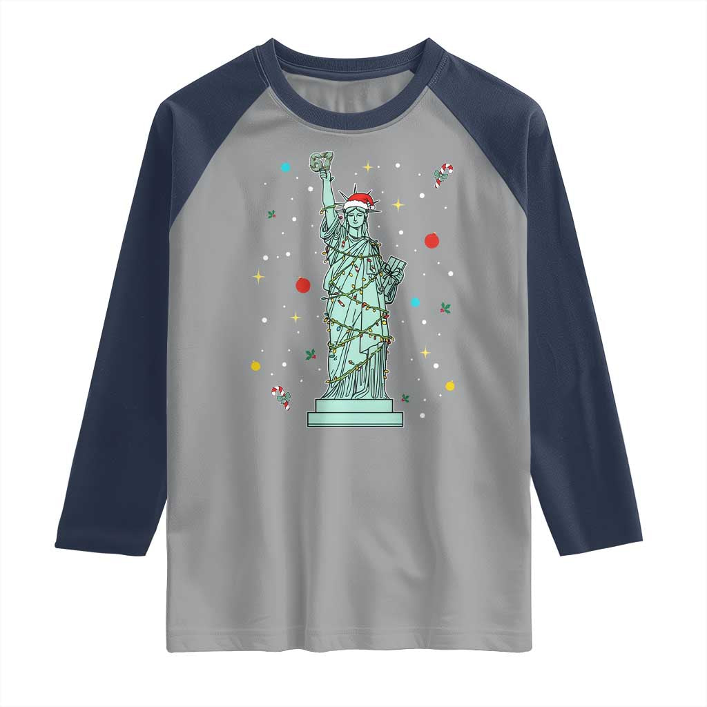 Statue Of Liberty Six Seven Meme Raglan Shirt Gen Alpha 67 Trend Christmas Gift - Wonder Print Shop