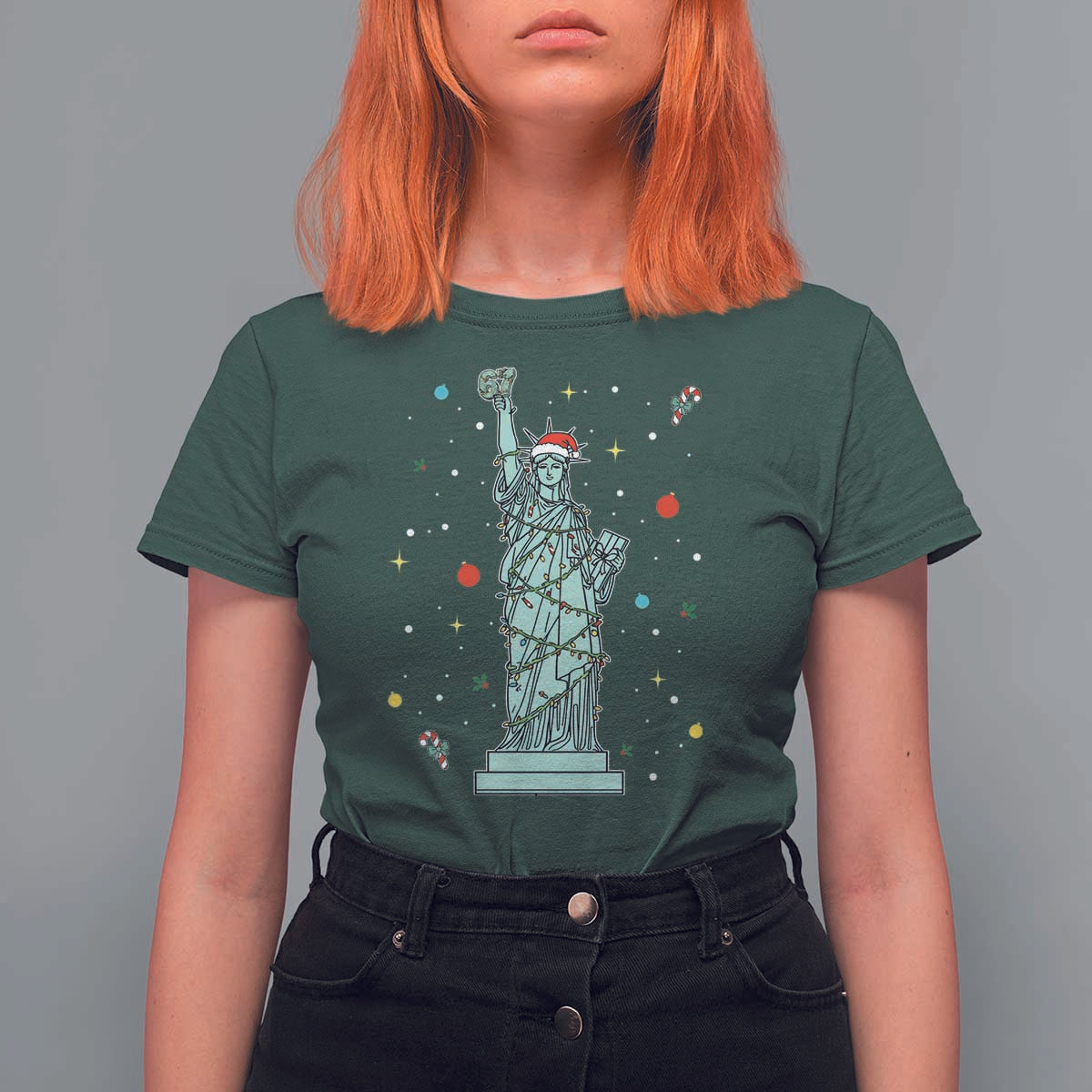 Statue Of Liberty Six Seven Meme T Shirt For Women Gen Alpha 67 Trend Christmas Gift - Wonder Print Shop