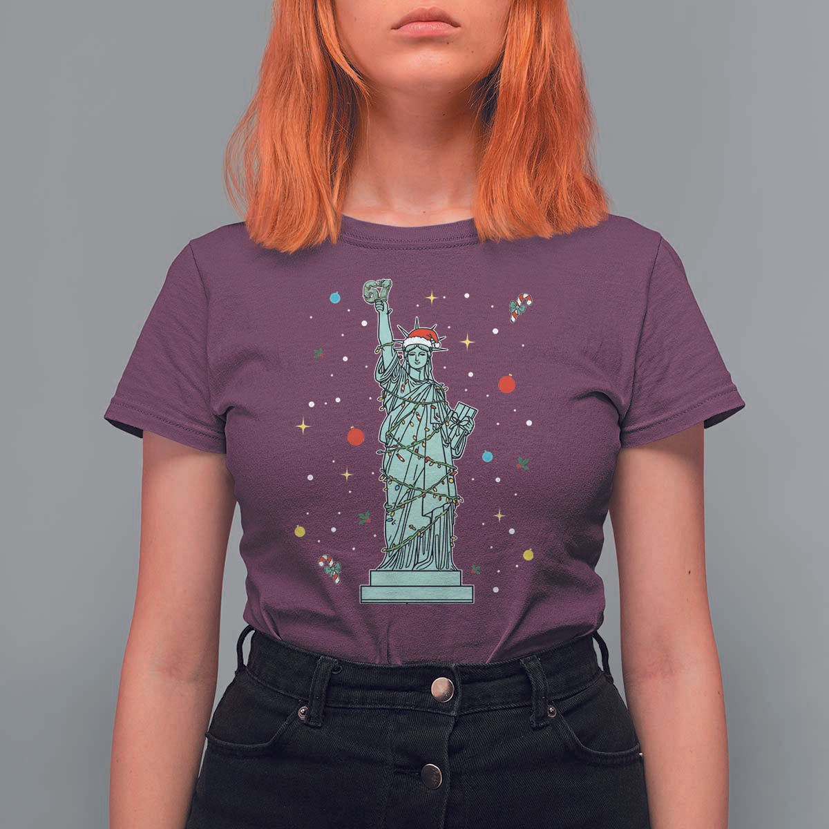 Statue Of Liberty Six Seven Meme T Shirt For Women Gen Alpha 67 Trend Christmas Gift - Wonder Print Shop