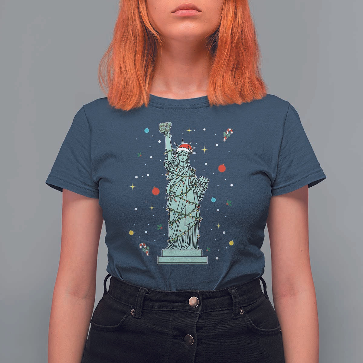 Statue Of Liberty Six Seven Meme T Shirt For Women Gen Alpha 67 Trend Christmas Gift - Wonder Print Shop