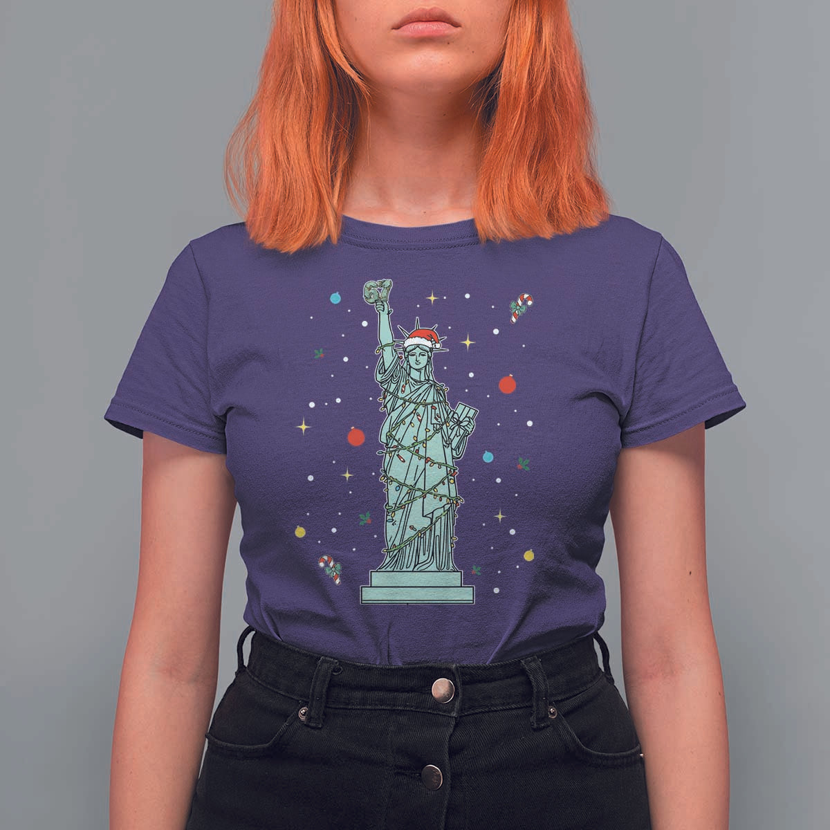 Statue Of Liberty Six Seven Meme T Shirt For Women Gen Alpha 67 Trend Christmas Gift - Wonder Print Shop