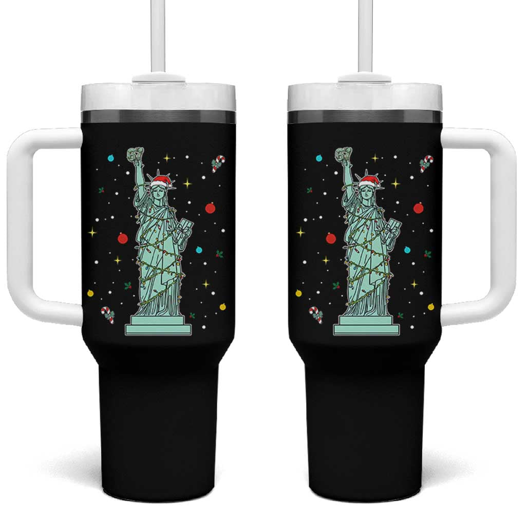 Statue Of Liberty Six Seven Meme Tumbler With Handle Gen Alpha 67 Trend Christmas Gift - Wonder Print Shop