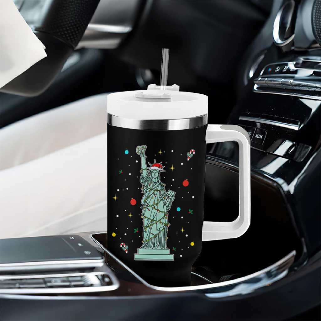 Statue Of Liberty Six Seven Meme Tumbler With Handle Gen Alpha 67 Trend Christmas Gift - Wonder Print Shop