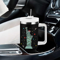 Statue Of Liberty Six Seven Meme Tumbler With Handle Gen Alpha 67 Trend Christmas Gift - Wonder Print Shop
