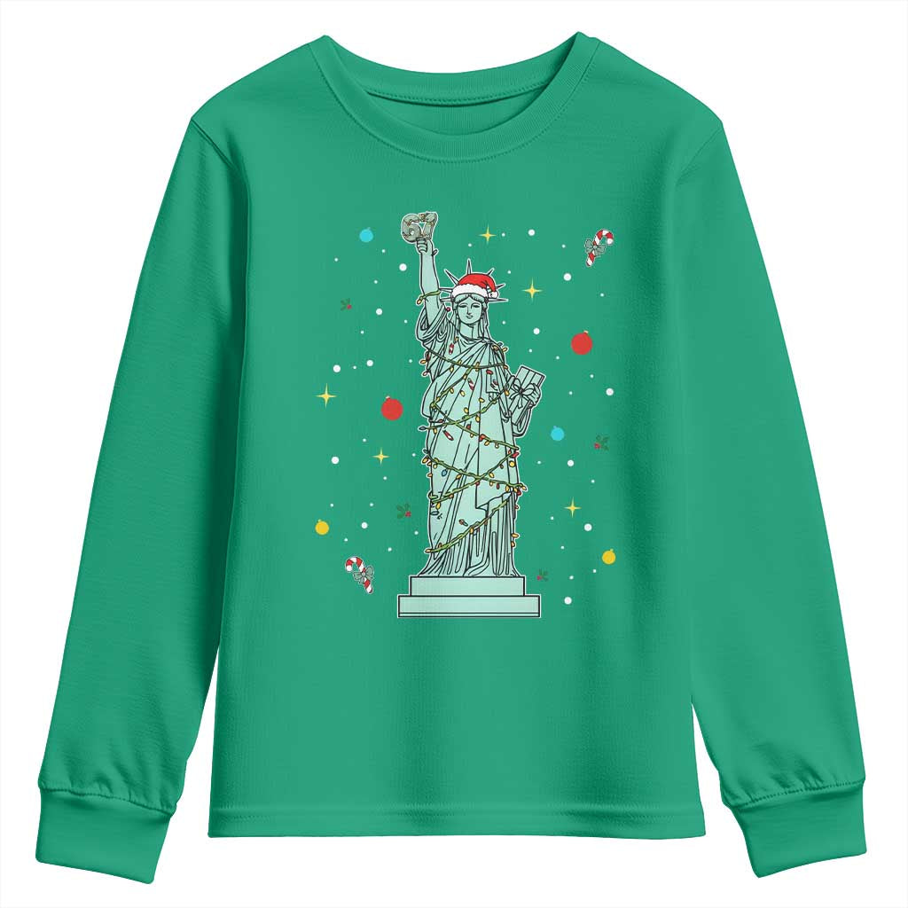 Statue Of Liberty Six Seven Meme Youth Sweatshirt Gen Alpha 67 Trend Christmas Gift - Wonder Print Shop