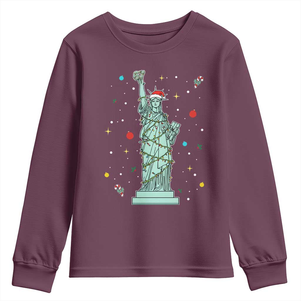 Statue Of Liberty Six Seven Meme Youth Sweatshirt Gen Alpha 67 Trend Christmas Gift - Wonder Print Shop