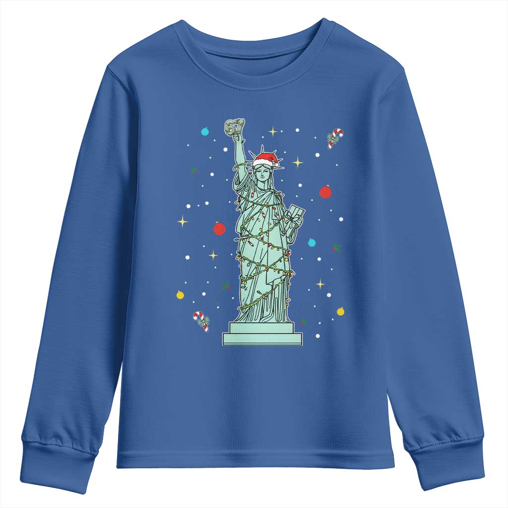 Statue Of Liberty Six Seven Meme Youth Sweatshirt Gen Alpha 67 Trend Christmas Gift - Wonder Print Shop