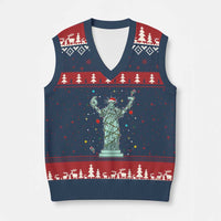 Doot Doot 67 Statue Of Liberty V-Neck Knit Sweater Vest Funny Gen Alpha 67 Trend Xmas Gift - Wonder Print Shop